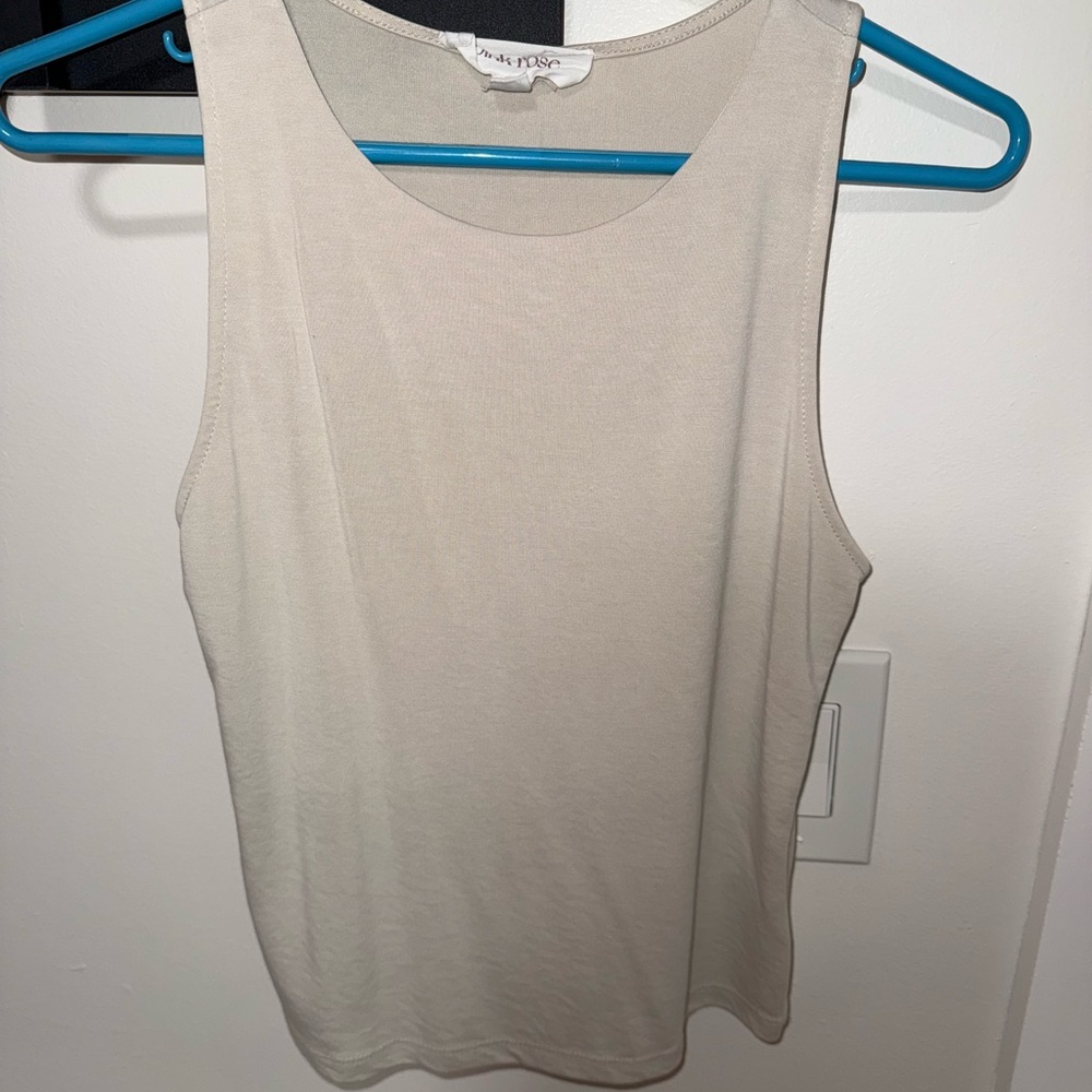 Pink Rose Cream Fitted Sleeveless Tank Top